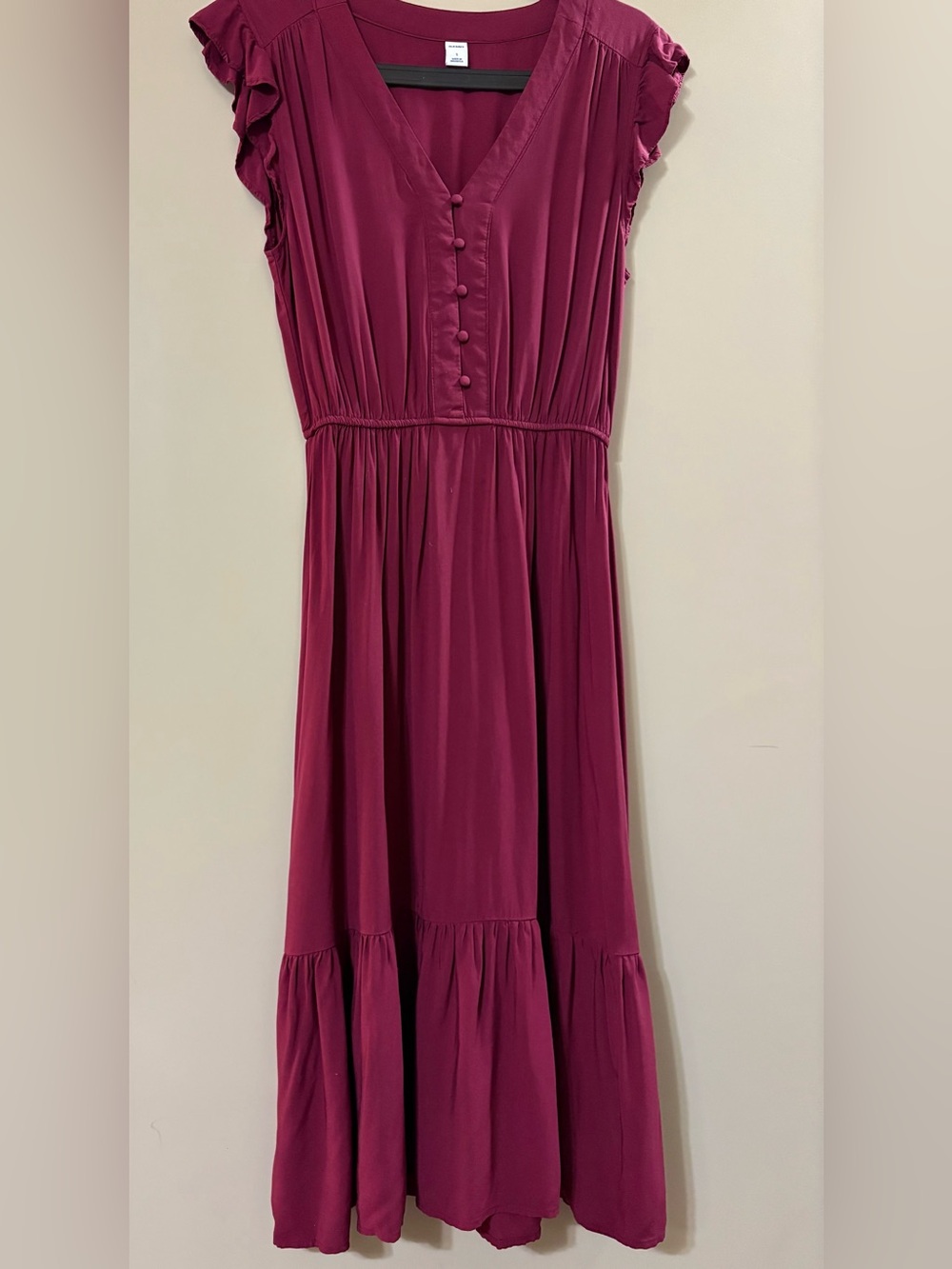 Old Navy Wine Button-Front Midi Dress